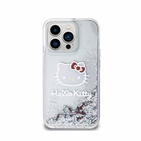 Hello Kitty Liquid Glitter Charms Kitty Head dėklas telefonui iPhone 15 Pro - sidabrinė