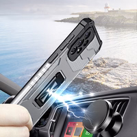 Kristalinis žiedinis dėklas su stovu tvirtas apsauginis dangtelis Samsung Galaxy A72 4G mėlynas