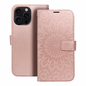 MEZZO knygos dėklas IPHONE 16 Pro Max mandala rausvas auksas