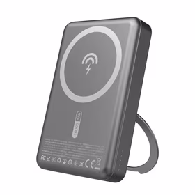 Dudao K28 10000mAh PD 22.5W Magnetinė išorinė baterija su metaliniu dėklu ir žiedo stovu - pilka