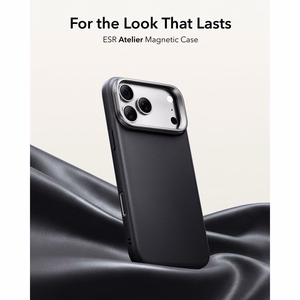 ESR Leather dėklas, skirtas iPhone 18 Pro / 17 Pro, su stovu, suderinamas su MagSafe – juodas