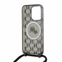 Karl Lagerfeld IML Crossbody Monogram Karl & Choupette Head Magnetinis dėklas iPhone 15 Pro Max - juodas