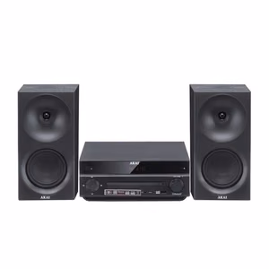 AKAI AM-301B – mikro garso sistema, 40 W (2 × 20 W), CD/MP3, Bluetooth, USB, FM, AUX, juoda