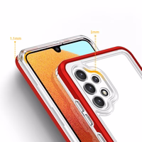 Skaidrus 3in1 dėklas Samsung Galaxy A72 4G rėmelio gelinis dangtelis raudonas
