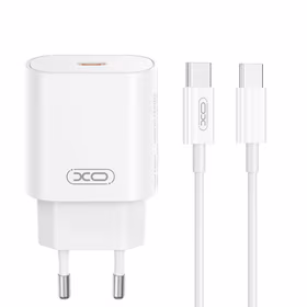 XO sieninis įkroviklis CE25 PD 25W 1x USB-C baltos spalvos + USB-C kabelis - USB-C