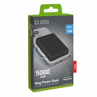 SBS TEBB5000MAG1CK Belaidė išorinė baterija 5000 mAh USB-C, suderinama su MagSafe - juoda