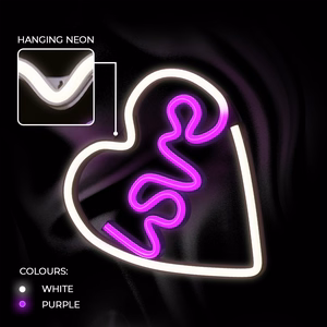 Neon LED Light LOVE HEART violetinis baltas NNE02 Neolia