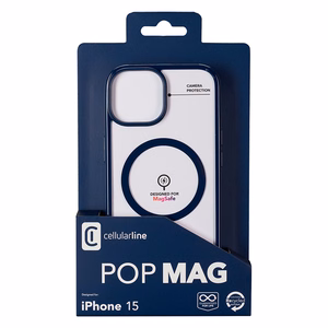 Cellularline Pop Mag dėklas, skirtas iPhone 15, suderinamas su MagSafe, mėlynas