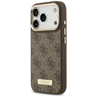 Guess 4G Logo Plate Magnetinis dėklas iPhone 17 Pro - rudas