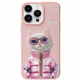 Nimmy Cool&Cute 2.0 katės dėklas iPhone 15 Pro - rožinis