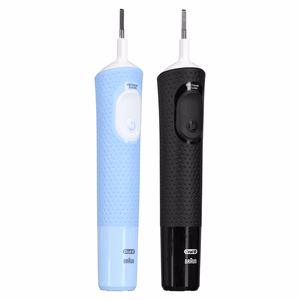Oral-B Vitality Pro Duo – įkraunamas elektrinis dantų šepetėlis, 2 galvutės, 3 valymo režimai, juodas, mėlynas ir baltas