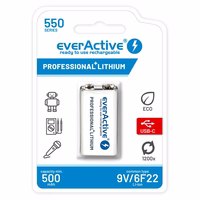 everActive 6F22/9V ličio jonų 550 mAh baterija su USB TYPE C