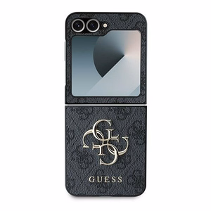 Guess Odinis 4G Metalinis Logotipas Dėklas telefonui Samsung Galaxy Z Flip 6 - Juoda