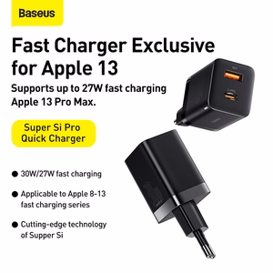 Įkroviklis Baseus (CCSUPP-E01) (1xUSB-C;1xUSB 3A 30W) juodas