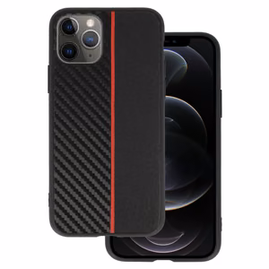 Tel Protect CARBON dėklas telefonui Iphone 11 Pro juodas su raudona juostele