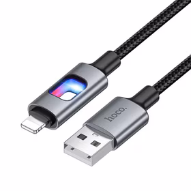 USB laidas su LED diodais USB A į Lightning Hoco 2,4A 1,2 m U144 juodas