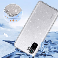 Crystal Glitter dėklas telefonui Xiaomi Redmi Note 10/Note 10S/Poco M5S sidabrinis