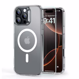 ESR Classic Hybrid Halolock Magnetinis dėklas telefonui + grūdintas stiklas iPhone 16 Pro Max - pusiau skaidrus