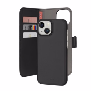 Puro Wallet nuimamas magnetinis 2in1 PU odos dėklas su atvartu ir pinigine iPhone 15 - juodas
