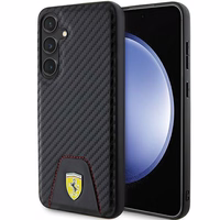 Ferrari Carbon Stitched Bottom dėklas telefonui Samsung Galaxy S24+ - juodas