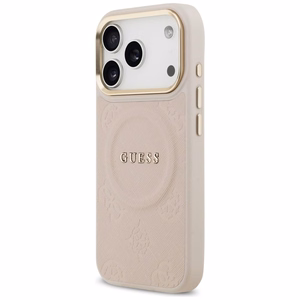 Guess Peony Hot Stamp Magnetinis dėklas telefonui iPhone 17 Pro - rožinė