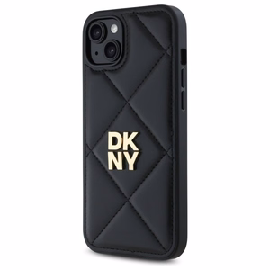 DKNY Quilted Stack Logo dėklas telefonui iPhone 15 Plus - juodas