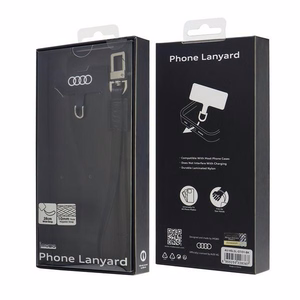 Audi universalus telefono dirželis 28cm 10mm odinis juodas AU-HSLSL-GT/D1-BK