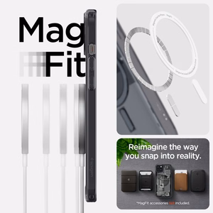 Spigen Ultra Hybrid Mag dėklas su MagSafe iPhone 15 Plus - tamsiai pilkas (Zero One raštas)