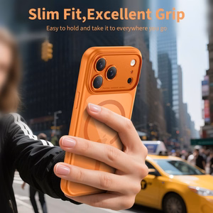 "Tech-Protect Magpeak Magsafe CC" dėklas "iPhone 17 Pro" - skaidrus oranžinis