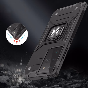 Wozinsky Ring Armor tvirtas hibridinis dėklas + magnetinis laikiklis skirtas Samsung Galaxy S22 Ultra – mėlynas