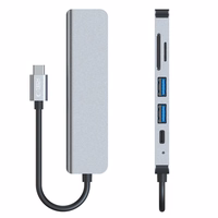 HUB Tech-Protect V4 6in1 USB-C - USB-A 3.0 / USB-A 2.0 / USB-C / HDMI / micro SD / TF / SD kortelių skaitytuvas - pilkas