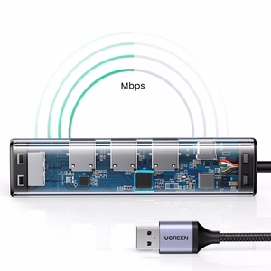 Ugreen CM475 daugiafunkcis šakotuvas USB 3.0 - 3x USB / Ethernet RJ-45 / USB Type-C PD - pilkas