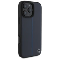 Mercedes MB Mėlynos linijos odinis MagSafe dėklas iPhone 16 Pro Max - Tamsiai mėlynas
