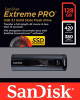SanDisk Extreme Pro USB atmintukas 128 GB USB A tipo 3.2 Gen 1 (3.1 Gen 1) Juoda