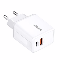 BWOO sieninis įkroviklis CDA182 QC 38W 1x USB-A + 1x USB-C su USB-C C-Lightning kabeliu 1 m juodas