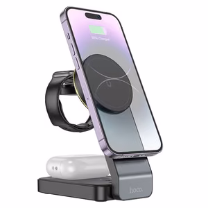 Беспроводное зарядное устройство Hoco 3in1 15W совместимое с MagSafe CQ3 черный