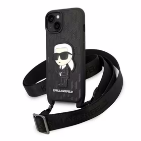 Karl Lagerfeld KLHCP14MSTKMK iPhone 14 Plus 6.7" juodas/juodas kietasis dėklas Monograma Ikonik Pleistras