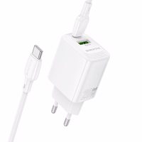 Įkroviklis Borofone BN27 20W USB-C/USB-A + USB-C to USB-C cable 1.0m baltas