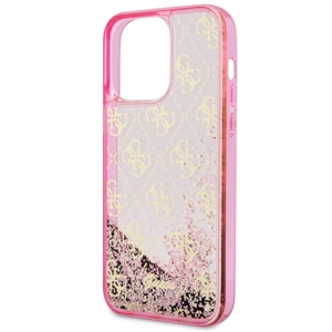 Guess GUHCP14XLC4PSGP iPhone 14 Pro Max 6.7" rožinis/rožinis kietas dėklas Liquid Glitter 4G permatomas