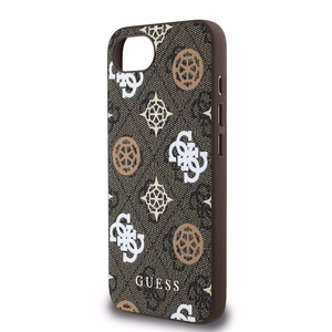 Guess PU 4G Peony dėklas telefonui iPhone 16e su MagSafe - rudas