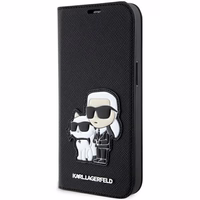 KARL LAGERFELD KLBKP14XSANKCPK IPHONE 14 PRO MAX 6.7 "KNYGUTĖS TIPO DĖKLAS JUODAS/JUODAS SAFFIANO KARL & CHUPETTE