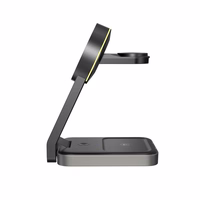 Tech-Protect QI15W-A28 MagSafe 3in1 indukcinis įkroviklis su stovu išmaniajam telefonui / Apple Watch / AirPods - juodas