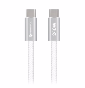 Laidas USB C į USB C Forcell F-Energy QC4.0 PD 5A 240W Cafule Color 1,2 m CBN1 baltas