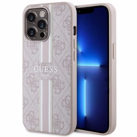 Guess GUHMP13LP4RPSP iPhone 13 Pro / 13 6.1" rožinė/rožinė kietas dėklas 4G Printed Stripes MagSafe