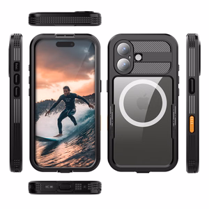 Crong Seal Cover vandeniui atsparus IP68 dėklas, skirtas iPhone 17, juodas