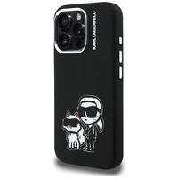 Karl Lagerfeld Silikoninis Karl&Choupette Sketch MagSafe Dėklas for iPhone 16 Pro - juodas