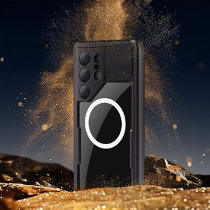 Atsparus vandeniui dėklas SHELLBOX MARS su metaliniu žiedu SAMSUNG S25 Ultra juodas