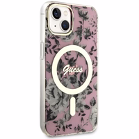 Guess Flower Magnetinis dėklas telefonui iPhone 14 - rožinė