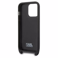 Karl Lagerfeld KLHCP14LSTMMK iPhone 14 Pro 6.1" kietasis dėklas juodas/juodas Monograminė Plokštelė Logotipas Dirželis