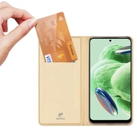 Dux Ducis Skin Pro dėklas Xiaomi Redmi Note 12 Pro+ Flip kortelių piniginė stovas auksinė